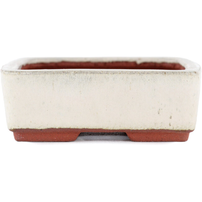 Maceta rectangular para bonsái blanco roto de Eime Yozan - 140 x 105 x 35 mm