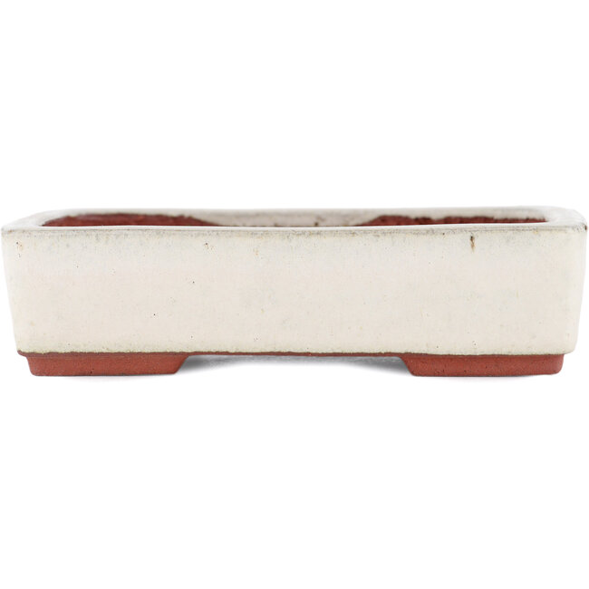 Pot à bonsaï rectangulaire blanc cassé par Eime Yozan - 140 x 105 x 35 mm