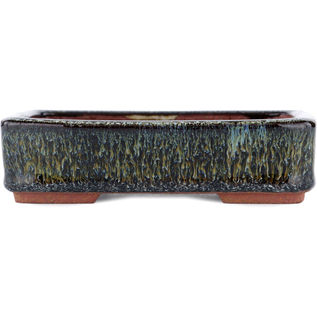 Pot à bonsaï rectangulaire marron par Eime Yozan - 140 x 105 x 35 mm