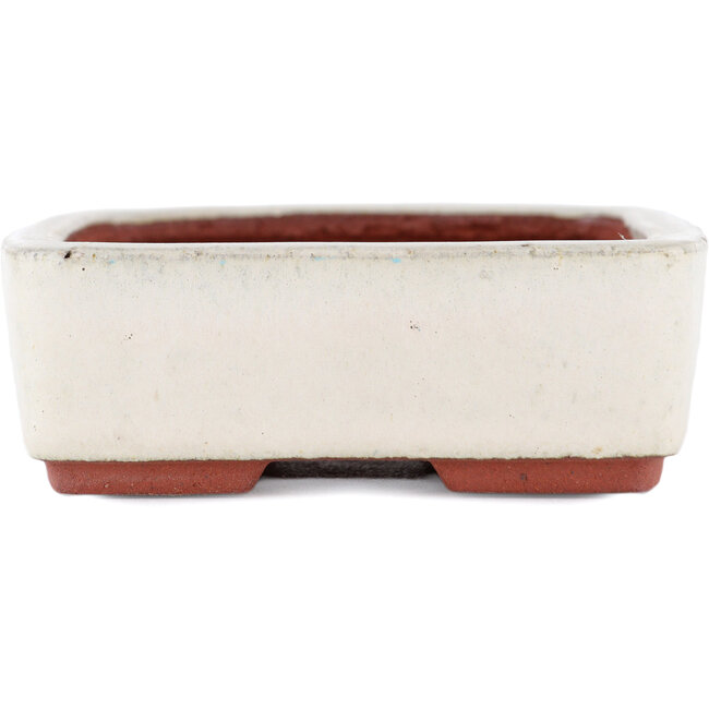 Rectangular off-white bonsai pot by Eime Yozan - 140 x 105 x 35 mm