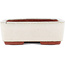 Pot à bonsaï rectangulaire blanc cassé par Eime Yozan - 140 x 105 x 35 mm