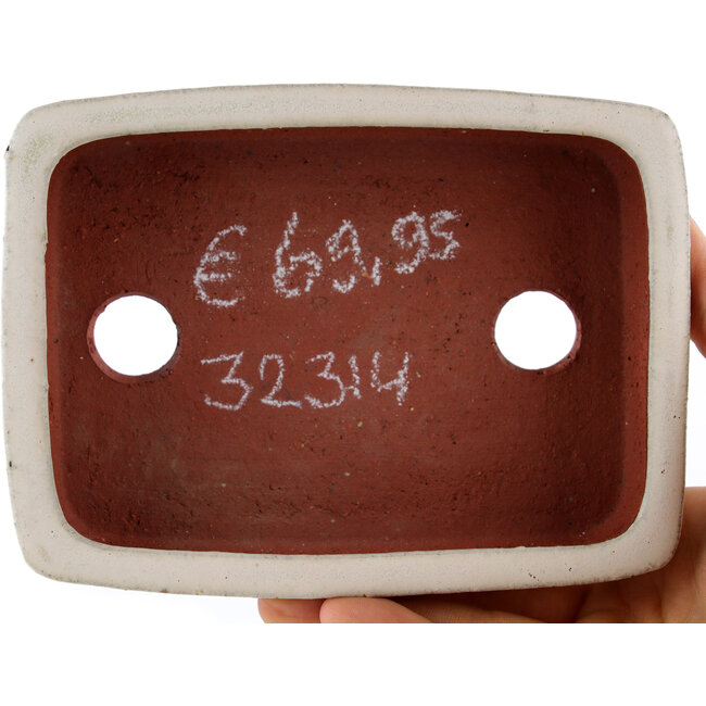 Maceta rectangular para bonsái blanco roto de Eime Yozan - 140 x 105 x 35 mm