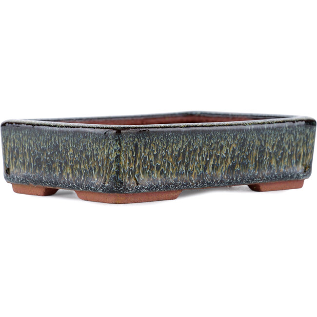 Vaso bonsai rettangolare marrone di Eime Yozan - 140 x 105 x 35 mm