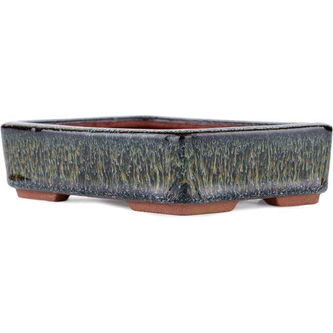 Vaso bonsai rettangolare marrone di Eime Yozan - 140 x 105 x 35 mm