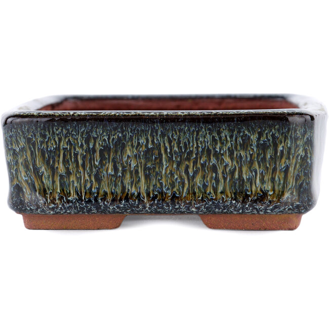 Vaso bonsai rettangolare marrone di Eime Yozan - 140 x 105 x 35 mm