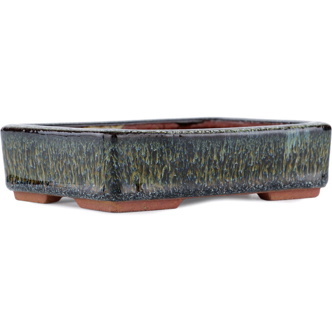 Vaso bonsai rettangolare marrone di Eime Yozan - 140 x 105 x 35 mm