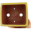 Pot à bonsaï rectangulaire jaune par Eime Yozan - 177 x 152 x 74 mm