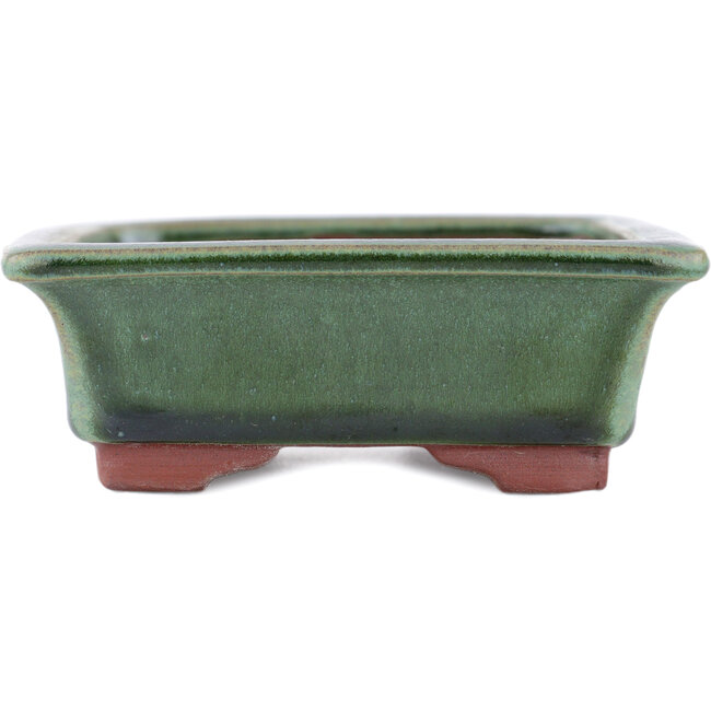 Rechthoekige groene bonsaipot van Eime Yozan - 142 x 109 x 35 mm