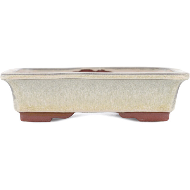 Pot à bonsaï rectangulaire beige par Eime Yozan - 142 x 109 x 35 mm