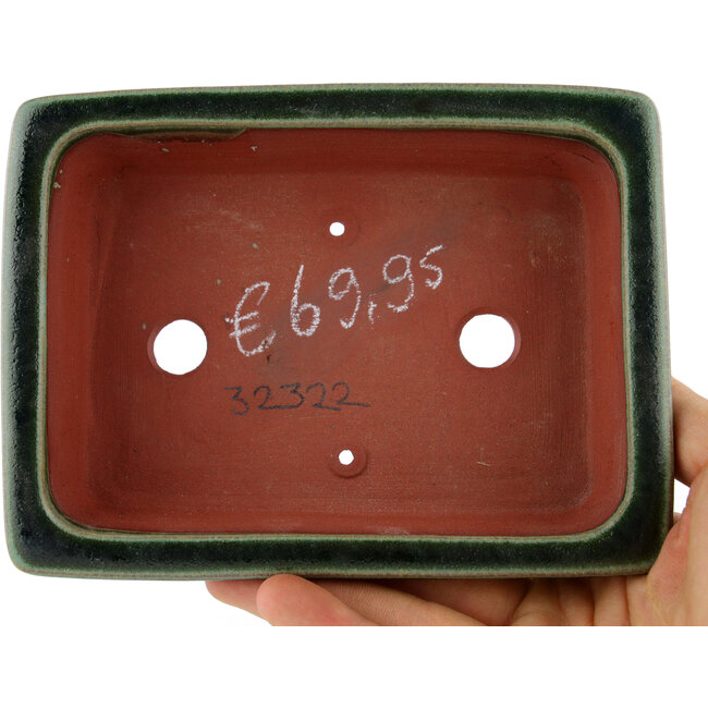 Vaso bonsai rettangolare verde di Eime Yozan - 142 x 109 x 35 mm