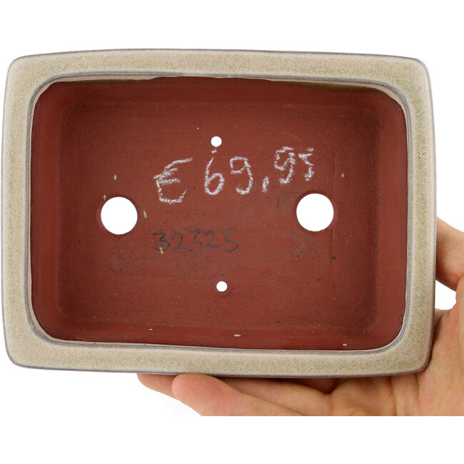 Rechthoekige beige bonsaipot van Eime Yozan - 142 x 109 x 35 mm