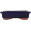 Rectangular blue bonsai pot by Eime Yozan - 142 x 109 x 35 mm