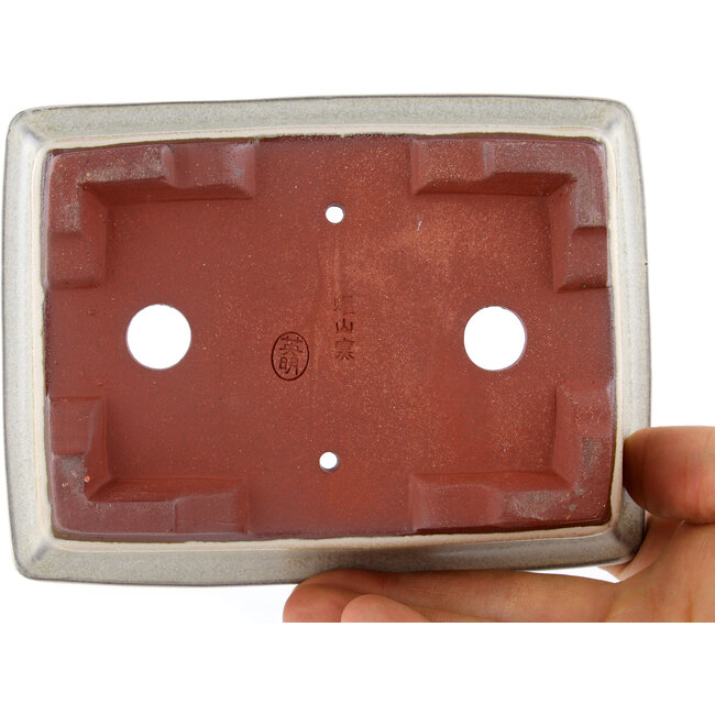 Rechteckiger beiger Bonsaitopf von Eime Yozan – 142 x 109 x 35 mm