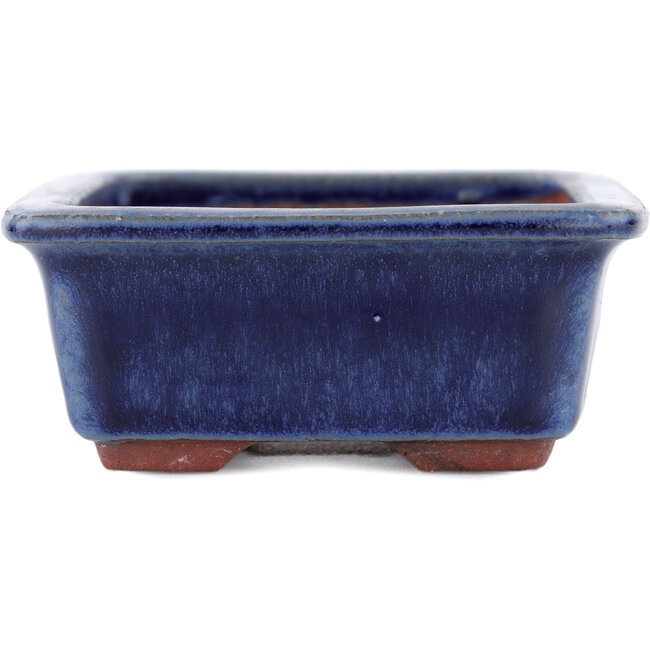 Rectangular blue bonsai pot by Eime Yozan - 125 x 95 x 37 mm