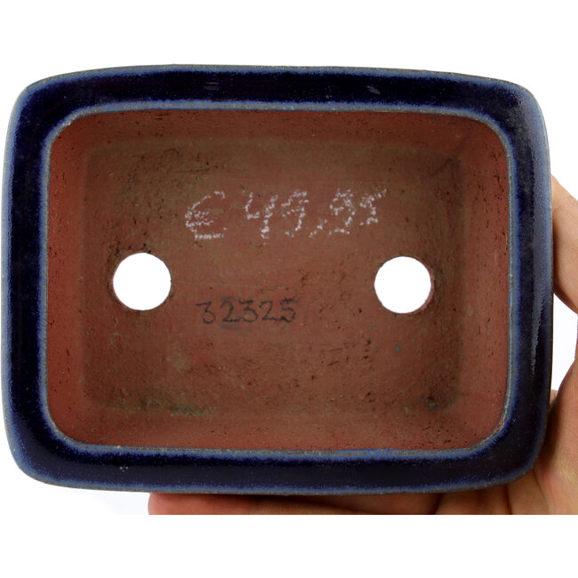 Maceta rectangular para bonsái azul de Eime Yozan - 125 x 95 x 37 mm