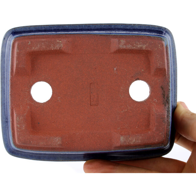 Rechteckiger blauer Bonsaitopf von Eime Yozan – 125 x 95 x 37 mm