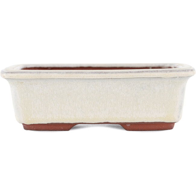 Pot à bonsaï rectangulaire blanc cassé par Eime Yozan - 125 x 95 x 37 mm