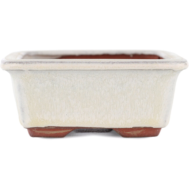 Pot à bonsaï rectangulaire blanc cassé par Eime Yozan - 125 x 95 x 37 mm
