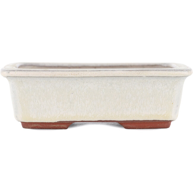Pot à bonsaï rectangulaire blanc cassé par Eime Yozan - 125 x 95 x 37 mm