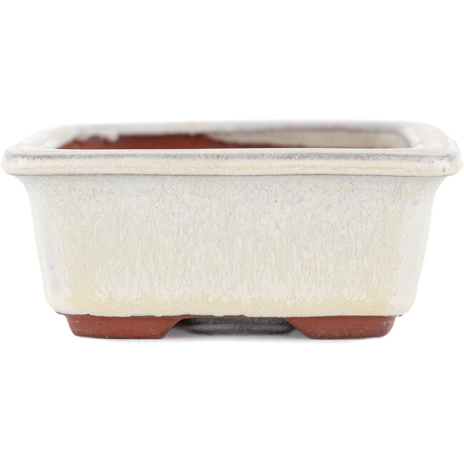 Maceta rectangular para bonsái blanco roto de Eime Yozan - 125 x 95 x 37 mm