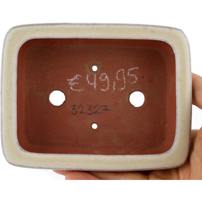 Maceta rectangular para bonsái blanco roto de Eime Yozan - 125 x 95 x 37 mm