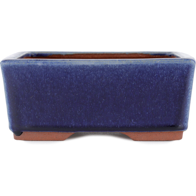 Rectangular blue bonsai pot by Eime Yozan - 177 x 152 x 74 mm