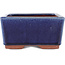 Rectangular blue bonsai pot by Eime Yozan - 177 x 152 x 74 mm