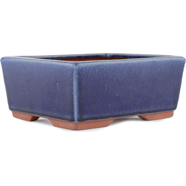Pot à bonsaï rectangulaire bleu par Eime Yozan - 177 x 152 x 74 mm