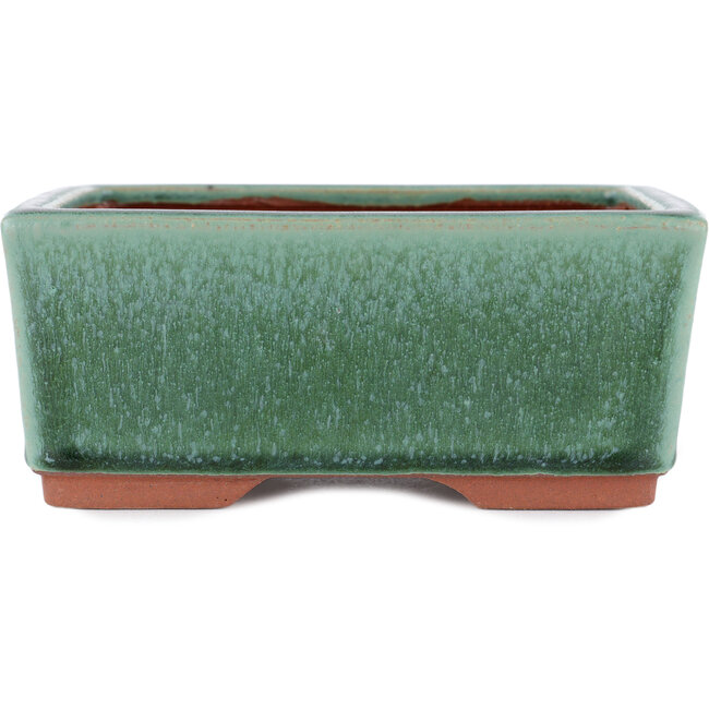 Rectangular green bonsai pot by Eime Yozan - 177 x 152 x 74 mm