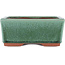 Rectangular green bonsai pot by Eime Yozan - 177 x 152 x 74 mm