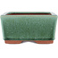 Rectangular green bonsai pot by Eime Yozan - 177 x 152 x 74 mm