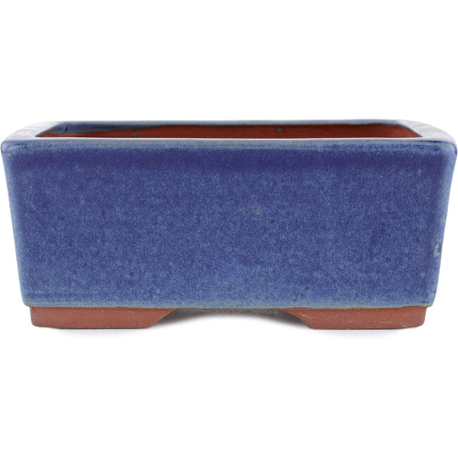 Rectangular blue bonsai pot by Eime Yozan - 177 x 152 x 74 mm