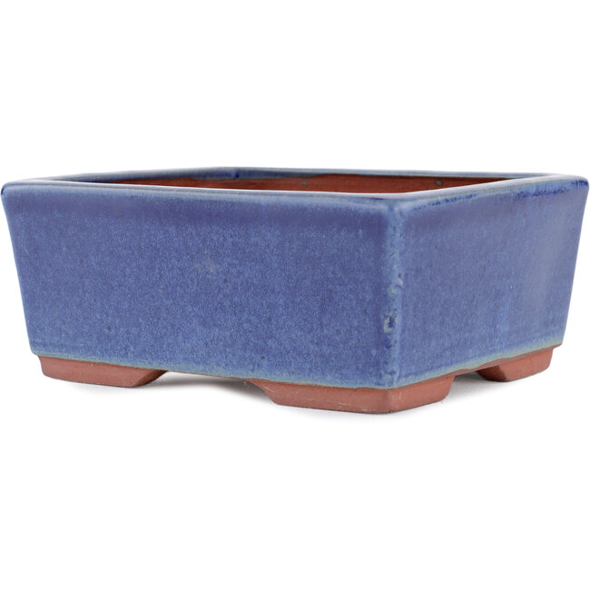 Pot à bonsaï rectangulaire bleu par Eime Yozan - 177 x 152 x 74 mm