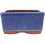 Rectangular blue bonsai pot by Eime Yozan - 177 x 152 x 74 mm