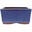 Rectangular blue bonsai pot by Eime Yozan - 177 x 152 x 74 mm