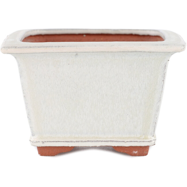 Square off-white bonsai pot by Eime Yozan - 125 x 125 x 85 mm