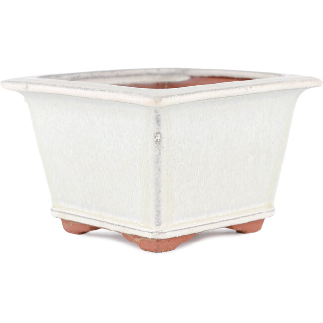 Pot à bonsaï carré blanc cassé par Eime Yozan - 125 x 125 x 85 mm