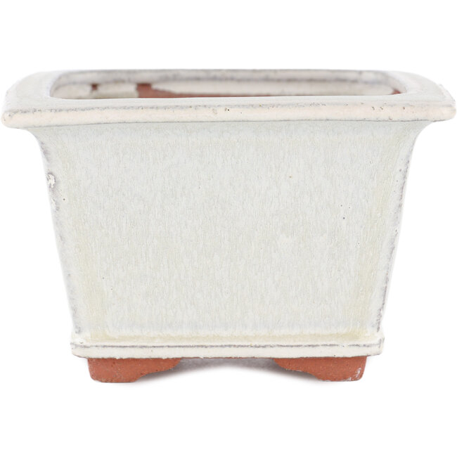 Square off-white bonsai pot by Eime Yozan - 125 x 125 x 85 mm