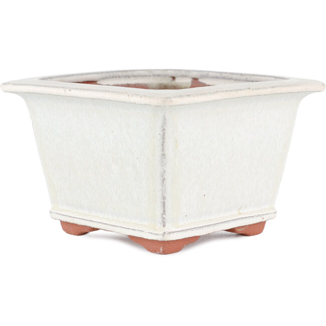 Pot à bonsaï carré blanc cassé par Eime Yozan - 125 x 125 x 85 mm