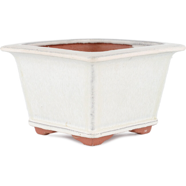 Pot à bonsaï carré blanc cassé par Eime Yozan - 125 x 125 x 85 mm