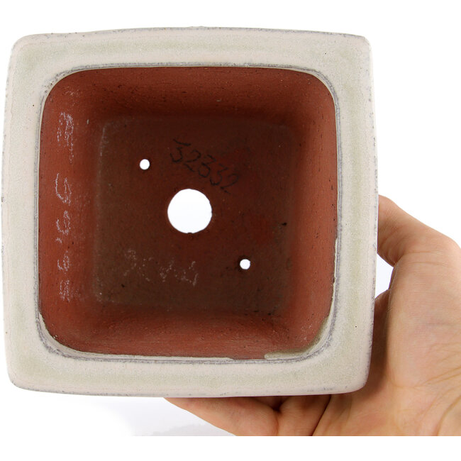 Quadratischer, cremefarbener Bonsaitopf von Eime Yozan – 125 x 125 x 85 mm