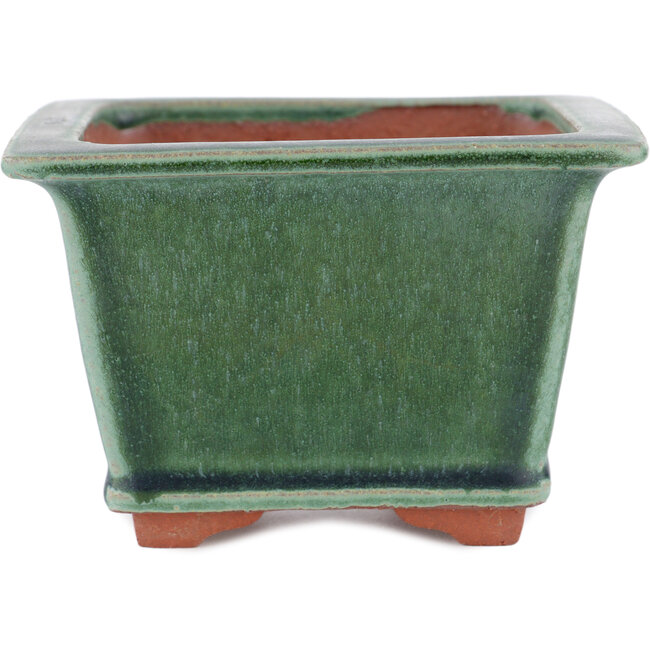 Square green bonsai pot by Eime Yozan - 125 x 125 x 85 mm