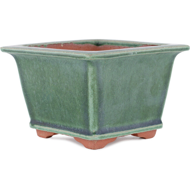 Vaso bonsai quadrato verde di Eime Yozan - 125 x 125 x 85 mm
