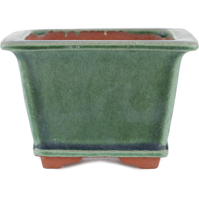 Vierkante groene bonsaipot van Eime Yozan - 125 x 125 x 85 mm