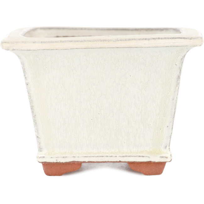 Pot à bonsaï carré blanc cassé par Eime Yozan - 105 x 105 x 70 mm
