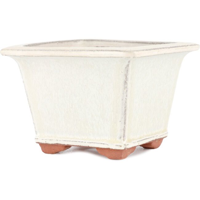 Vaso bonsai quadrato bianco sporco di Eime Yozan - 105 x 105 x 70 mm