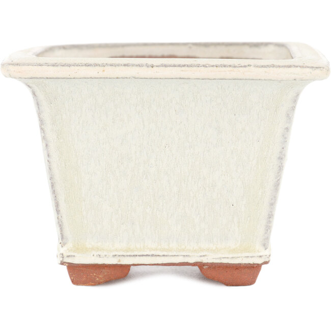 Square off-white bonsai pot by Eime Yozan - 105 x 105 x 70 mm