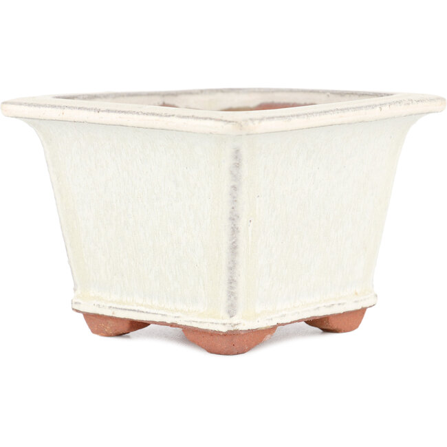 Pot à bonsaï carré blanc cassé par Eime Yozan - 105 x 105 x 70 mm