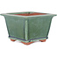 Square green bonsai pot by Eime Yozan - 125 x 125 x 85 mm