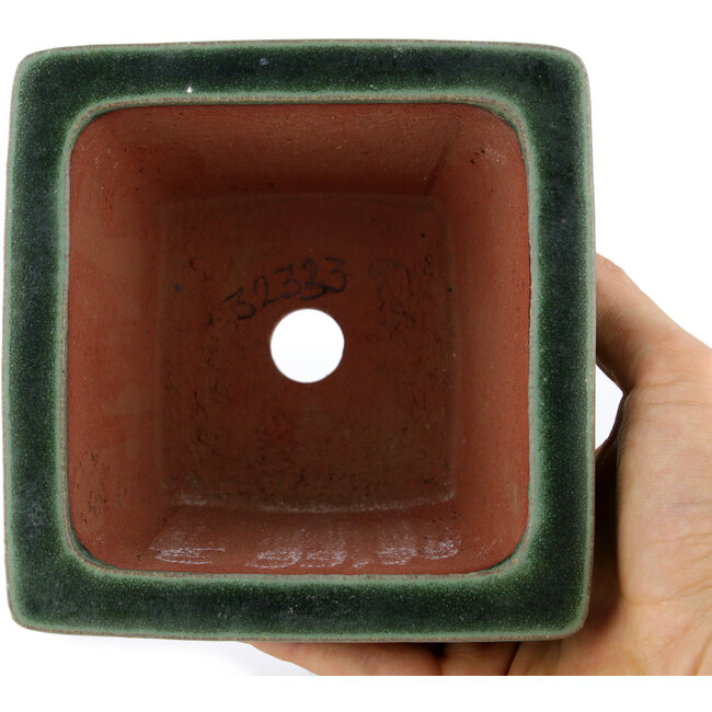 Pot à bonsaï carré vert par Eime Yozan - 125 x 125 x 85 mm